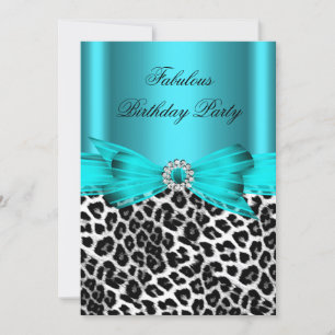Invitación Fiesta de Cumpleaños Salvaje Fabuloso Azul Turques