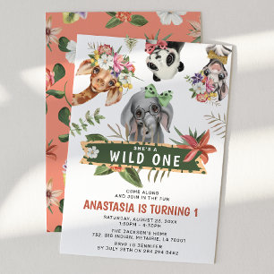 Invitación Fiesta de cumpleaños salvaje lindo 1er cumpleaños 