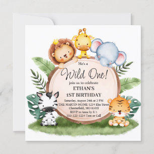 Invitación Fiesta de Cumpleaños Salvaje Safari de la Jungla 1