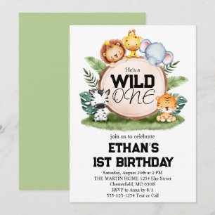 Invitación Fiesta de Cumpleaños Salvaje Safari de la Jungla A