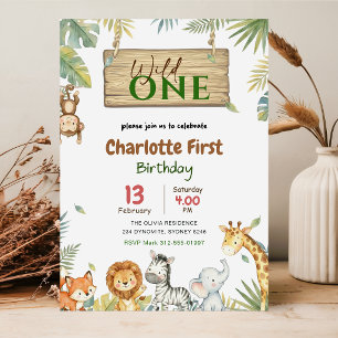 Invitación Fiesta de Cumpleaños Salvaje Safari para Niños de 