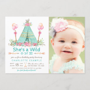 Invitación Fiesta de Cumpleaños Salvaje Teepee Primer Cumplea