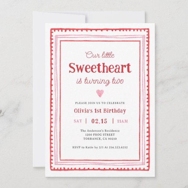 Invitación Fiesta de cumpleaños San Valentín (Anverso)