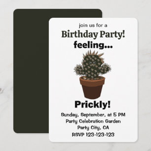 Invitación Fiesta de Cumpleaños Sassy Cactus con Sentimiento