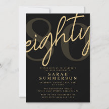 Fiesta de cumpleaños Script Eighty Black Gold 80