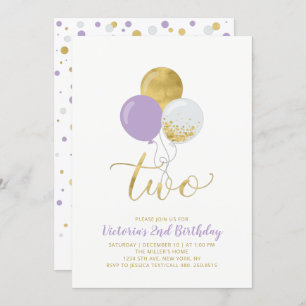 Invitación Fiesta de cumpleaños segundo Chica de los Globos P