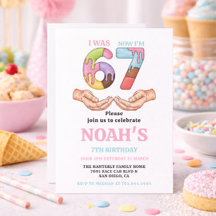 Invitación Fiesta de Cumpleaños "Seis Siete" de Helado para N