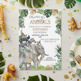 Invitación Fiesta de Cumpleaños Selva Safari Fiera Salvaje An