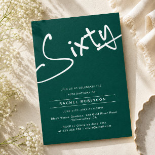Invitación Fiesta de Cumpleaños Sesenta 60 Adulto Verde Blanc