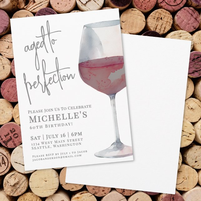 Invitación Fiesta de Cumpleaños Sesenta 60 del Vino Tinto (Red Wine Sixty 60th Birthday Party Invitation)