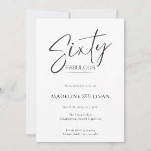 Invitación Fiesta de cumpleaños sesenta 60 Moderno Minimal Sc