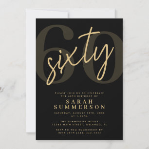 Invitación Fiesta de cumpleaños sesenta Modern Script Sixty N