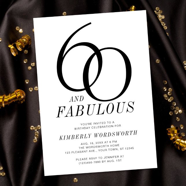 Invitación Fiesta de cumpleaños sesenta moderna y fabulosa (Subido por el creador)