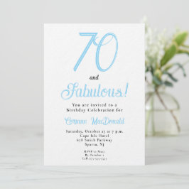 Invitación Fiesta de cumpleaños sesenta y fabuloso 70 azul ár