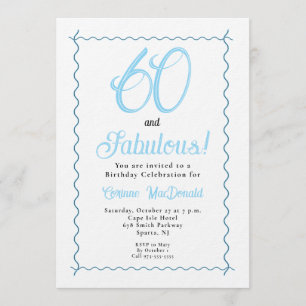 Invitación Fiesta de cumpleaños sesenta y fabuloso azul ártic