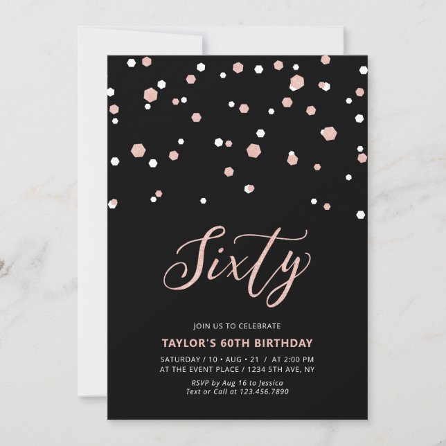 Invitación Fiesta de cumpleaños sesenta y seis simple negro y (Anverso)
