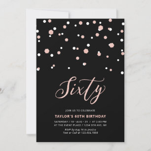Invitación Fiesta de cumpleaños sesenta y seis simple negro y