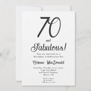 Invitación Fiesta de cumpleaños setenta mínima y fabulosa