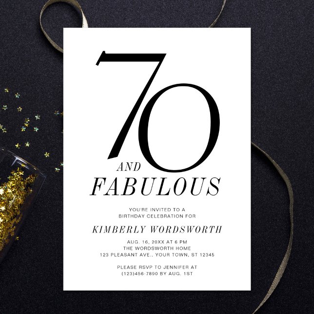Invitación Fiesta de cumpleaños setenta moderna y fabulosa (Subido por el creador)
