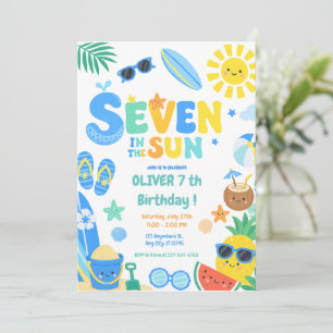 Invitación Fiesta de Cumpleaños Seven en la Playa al Sol