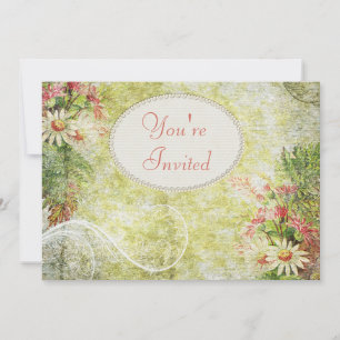 Invitación Fiesta de cumpleaños Shabby Chic Daisy & Wildflowe