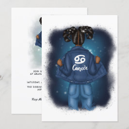 Invitación Fiesta de cumpleaños signo zodiacal cáncer afroame