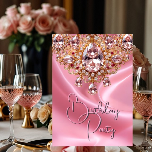 Invitación Fiesta de cumpleaños Silk Rubor Peña de oro (Subido por el creador)