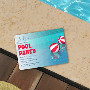 Invitación Fiesta de Cumpleaños Simple en la Piscina