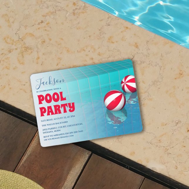 Invitación Fiesta de Cumpleaños Simple en la Piscina (Subido por el creador)