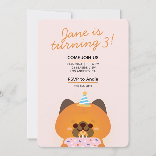 Invitación Fiesta de cumpleaños simple y divertida (Anverso)