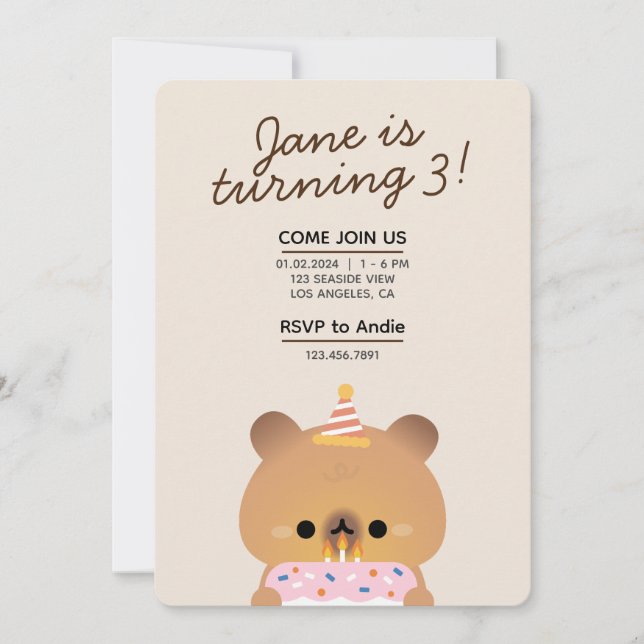 Invitación Fiesta de cumpleaños simple y divertida (Anverso)