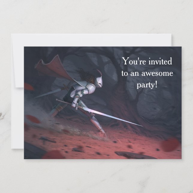 Invitación Fiesta de cumpleaños sin miedo de los Caballeros (Anverso)