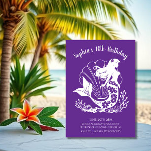 Invitación Fiesta de Cumpleaños-Sirena Hawaiana