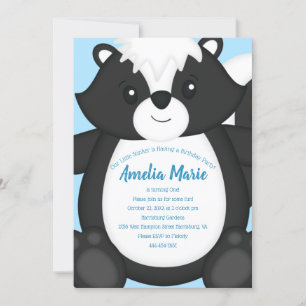 Invitación Fiesta de cumpleaños Skunk Azul