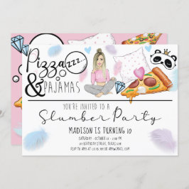 Invitación Fiesta de cumpleaños Sleepover Pizza & Pajamas