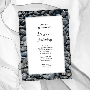 Invitación Fiesta de cumpleaños Smooth Black Pebbles