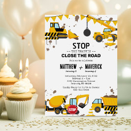 Invitación Fiesta de cumpleaños sobre el tema de construcción