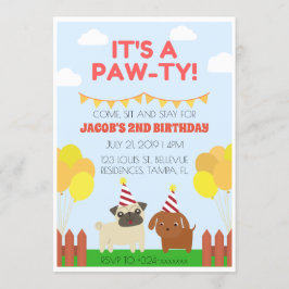 Invitación Fiesta de cumpleaños sobre el tema del perro en Gu