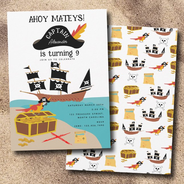 Invitación Fiesta de cumpleaños sobre el tema del pirata (Pirate Theme Birthday Party Invitation)
