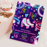 Invitación Fiesta de cumpleaños sobre patinaje sobre ruedas N<br><div class="desc">Patinaje de rodillos Fiesta de cumpleaños Invitación de patinaje de Neon Glow Todos los diseños son © PIXEL PERFECTION FIESTA LTD</div>