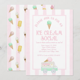 Invitación Fiesta de cumpleaños social del Crema de Hielo Ret
