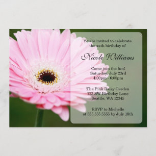 Invitación Fiesta de cumpleaños Soft Pink Gerbera Daisy