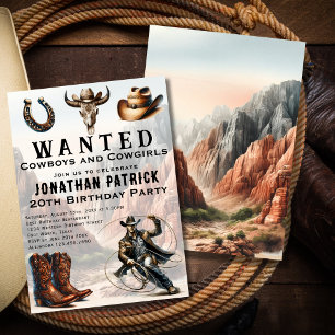 Invitación Fiesta de Cumpleaños Sombrero Vaquero Occidental D