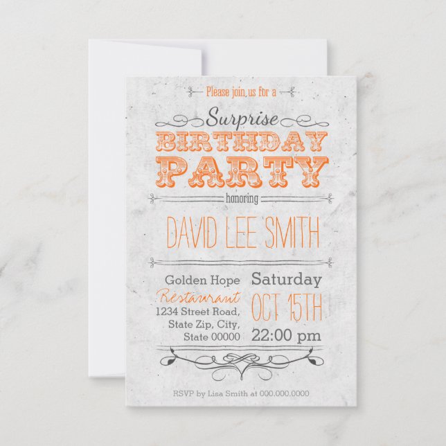Invitación Fiesta de Cumpleaños Sorpresa (Anverso)