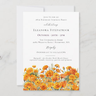 Invitación FIESTA DE CUMPLEAÑOS SORPRESA 18 de octubre Flor d