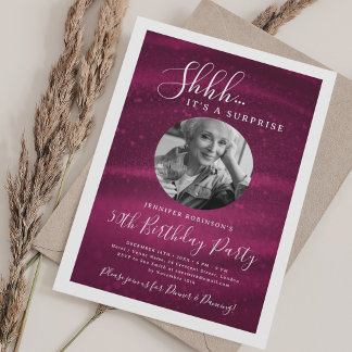 Invitación Fiesta de cumpleaños sorpresa 50 años Hot Pink Gla