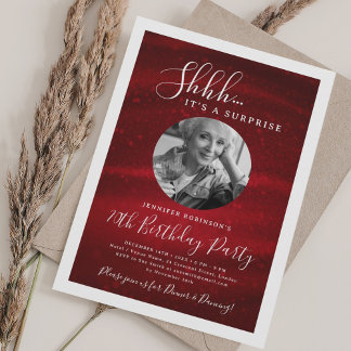 Invitación Fiesta de cumpleaños sorpresa 70 años Glam Roja