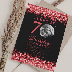 Invitación Fiesta de cumpleaños sorpresa 70 años Luces rojas