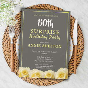 Invitación Fiesta de Cumpleaños Sorpresa 80 de Modern Yellow 