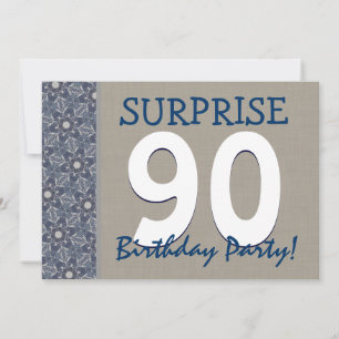 Invitación Fiesta de cumpleaños sorpresa 90 azul y arena mode